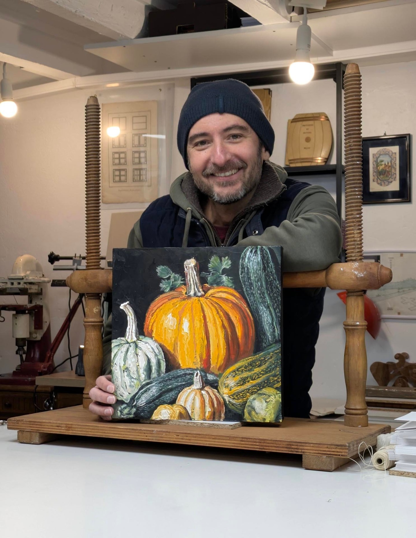 Livraison avant expédition de mon tableau « Portrait de Courges »
