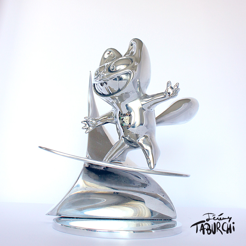 Surfin'Chat Rose la toute première sculpture métal de Jérémy Taburchi