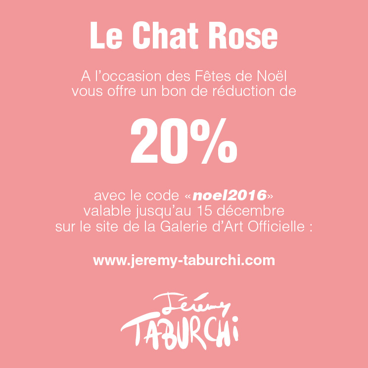 Bon de réduction sur le site de la Galerie d'Art du Chat Rose