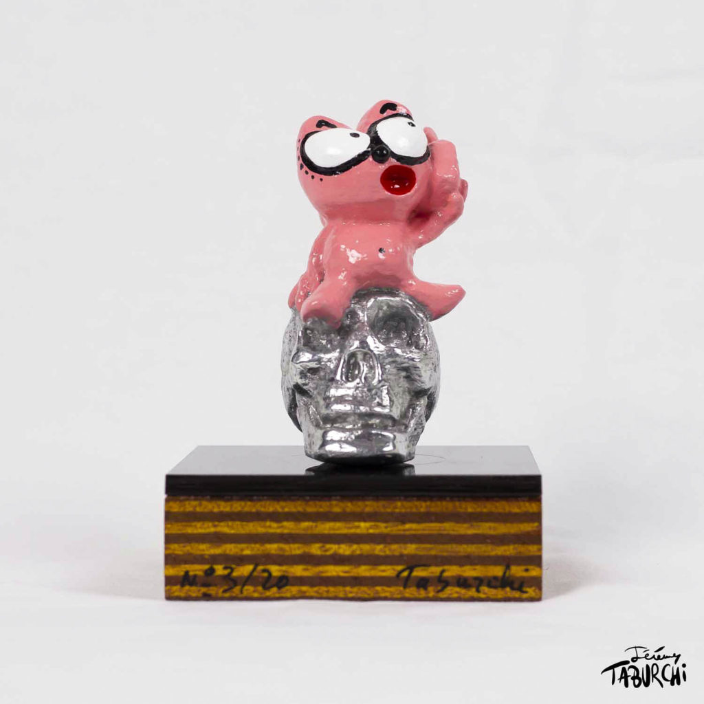 Sculpture en aluminium du Chat Rose