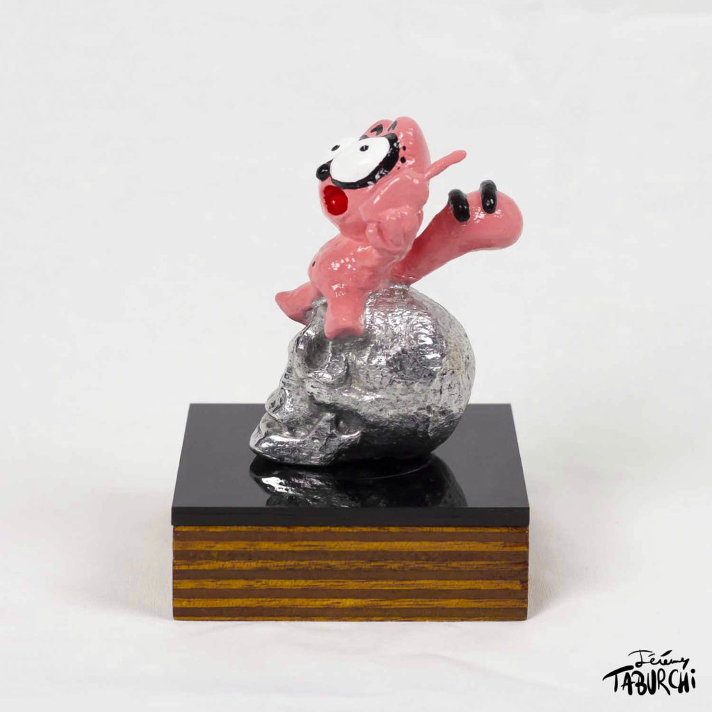 Sculpture en aluminium du Chat Rose