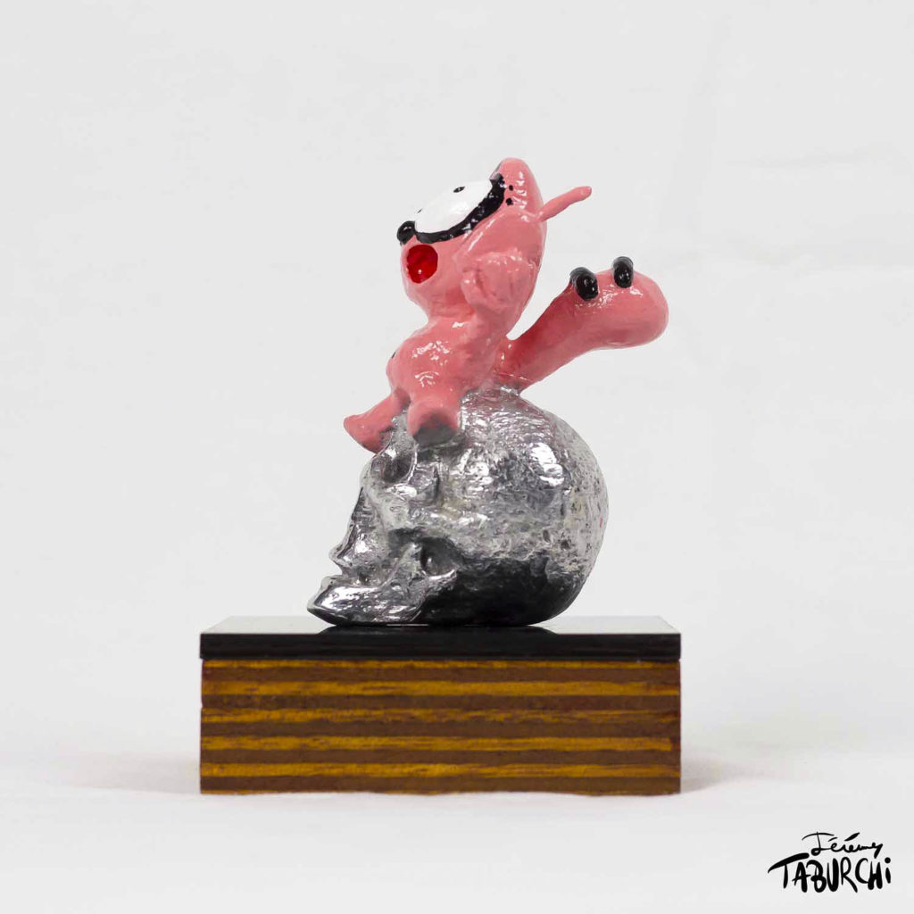 Sculpture en aluminium du Chat Rose