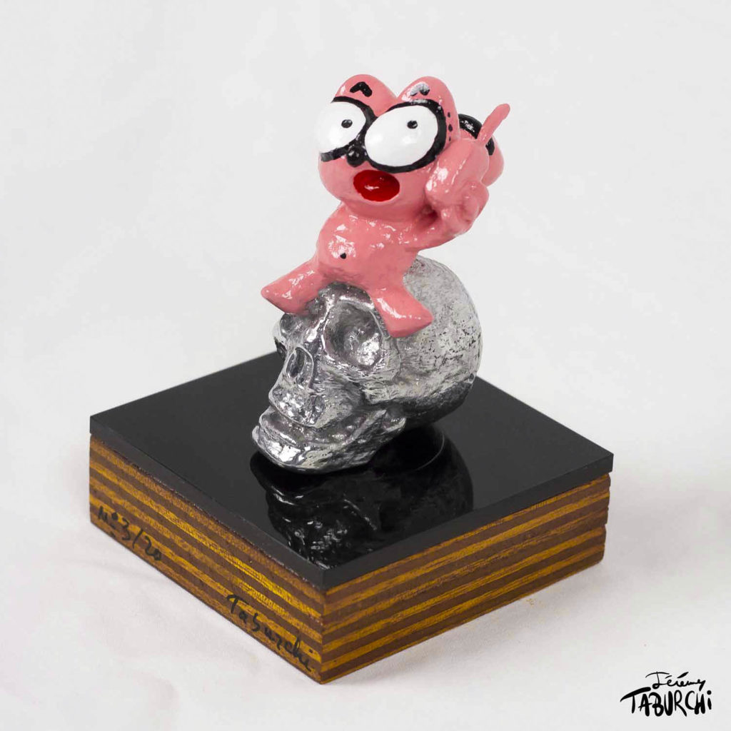 Sculpture en aluminium du Chat Rose