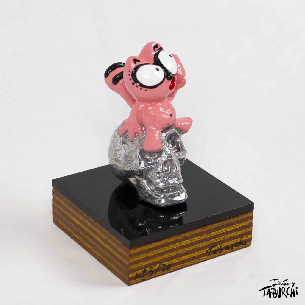 Sculpture en aluminium du Chat Rose