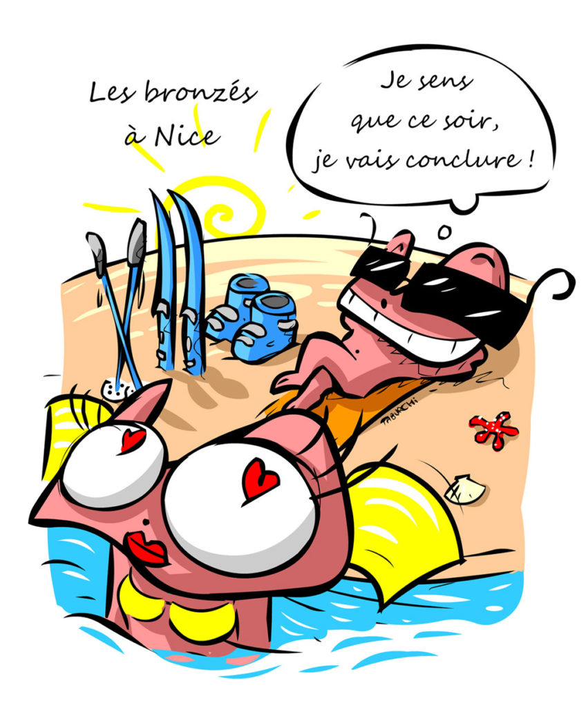 Caricature des Bronzés font du ski