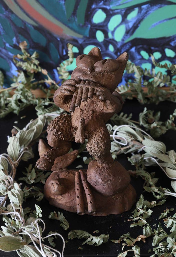 Le Dieu Pan façon Chat Rose, une sculpture en bronze de Taburchi
