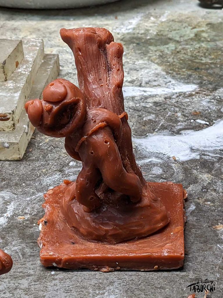 Cire perdue d'un Saint-Sébastien destiné à être fondu en bronze