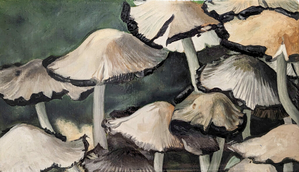 Portrait de Coprins, un tableau de champignon, une peinture à l'huile.